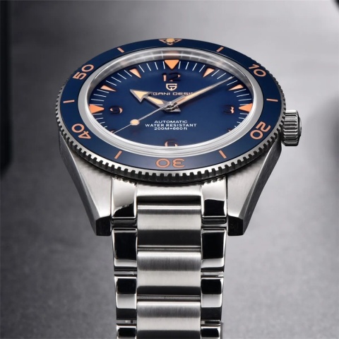 Zegarek automatyczny Pagani Design YS005 | Niebieski Seamaster 20 Bar Szafir